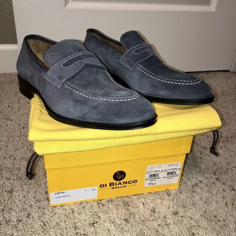 Di Bianco GALLO Loafers SUEDE Asphalt (GRAY) GB316 - Sz US 7 Made in Italy NEW!